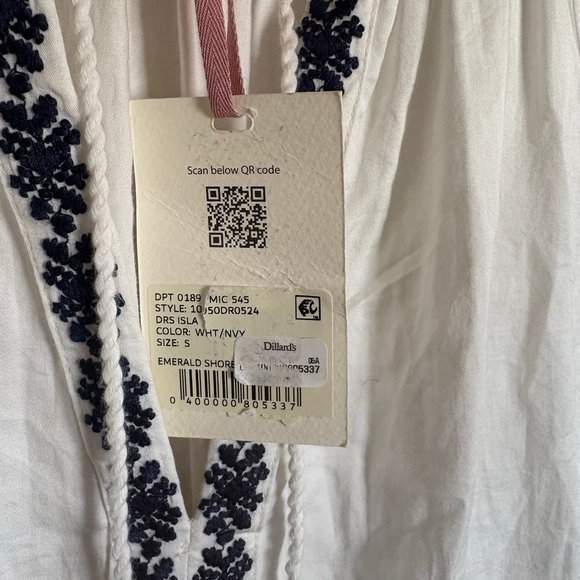 Alex Marie White Navy Embroidered Maxi Dress 
Size Small Emerald Shores - Picture 9 of 14